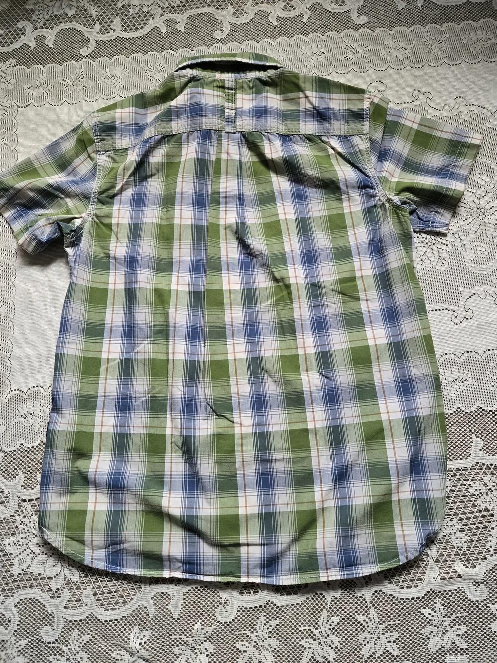 The North Face Men’s Green & Blue Plaid Short-Sleeve Button-Up Shirt Sz M
